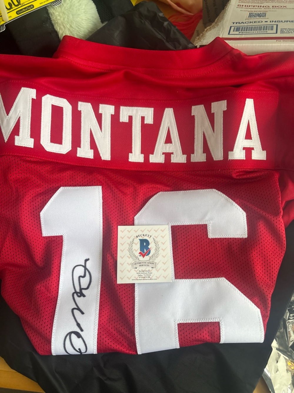 Joe Montana #16 Red Signed Football Jersey